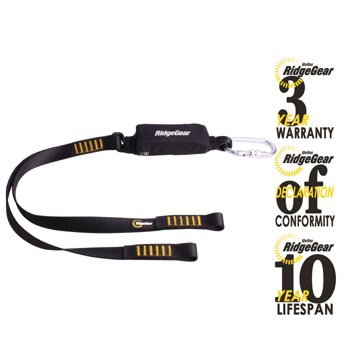 Shock Absorber Web Lanyard Twin Leg 1.3m Ridgegear RGL3/1.3 - White Wolf Safety