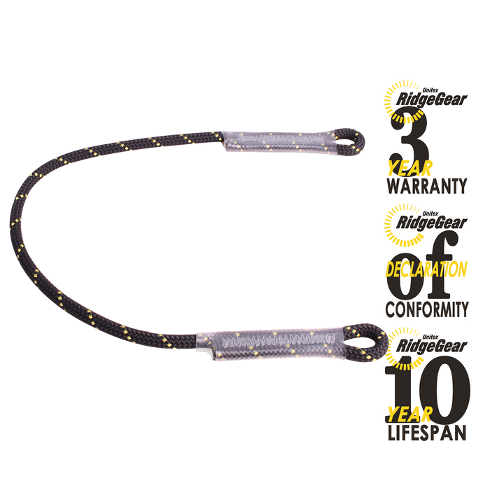 Restraint Lanyard Single Leg Rope 1.3m Ridgegear RGL5R/1.3 - White Wolf Safety