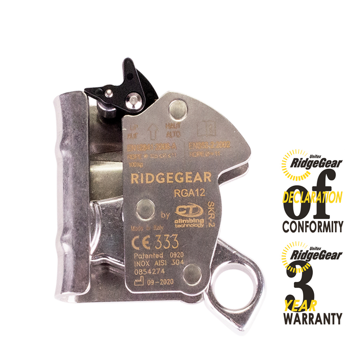 Stainless Steel Vertical Safety Rope Grab for 11mm Kernmantle Rope Ridgegear RGA12 - White Wolf Safety