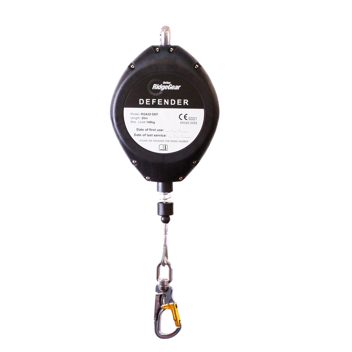 Defender Fall Arrest Block 20m Wire Ridgegear RGA20 DEF - White Wolf Safety