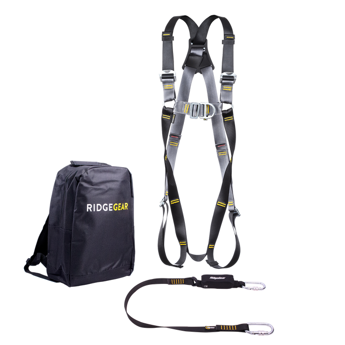 Basic Harness Lanyard Kit - 2-point Harness, Shock Absorbing Lanyard Ridgegear RGHK1 - White Wolf Safety
