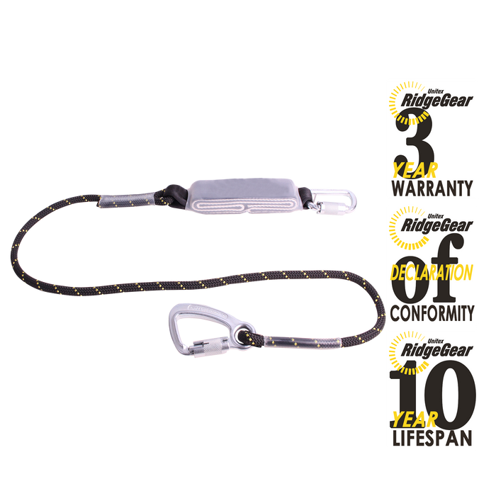 Shock Absorber Lanyard Kernmantle Rope 1.7m Ridgegear RGL11/1.7 - White Wolf Safety