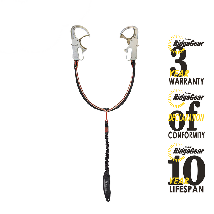 CLiC-iT Twin Leg Shock Absorbing Lanyard Ridgegear RGL60 - White Wolf Safety