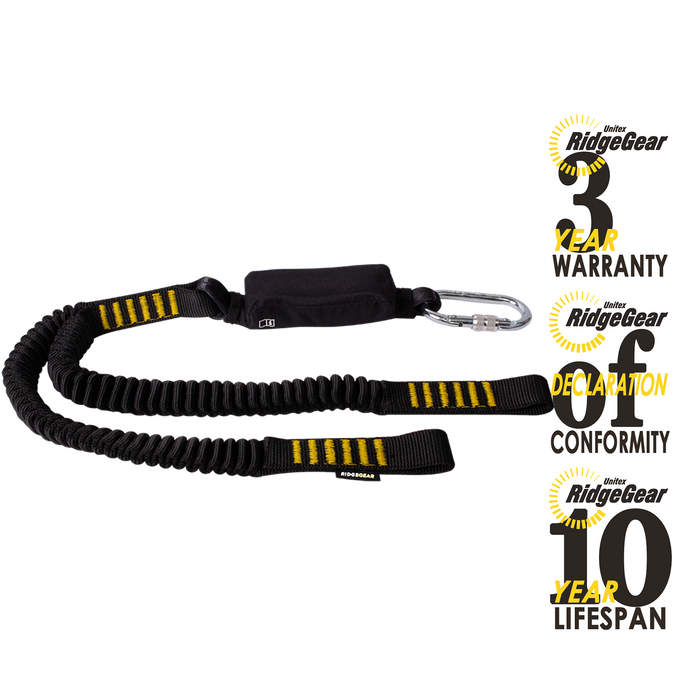 Elastic Shock Absorber Lanyard Twin 1.8m Ridgegear RGL9/1.8 - White Wolf Safety