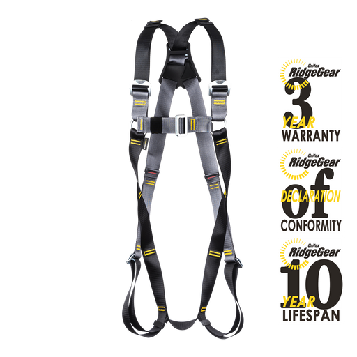 Safety Harness Economy Single Point Rear D Attachment Fall Arrest Restraint Ridgegear RGH1 - White Wolf Safety