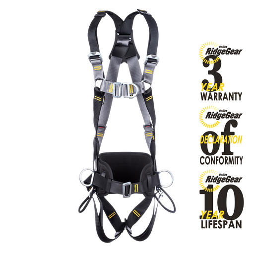 Safety Harness Premier Multitask 4-Point Work Position Front Rear & Side D Ring Ridgegear RGH4 - White Wolf Safety
