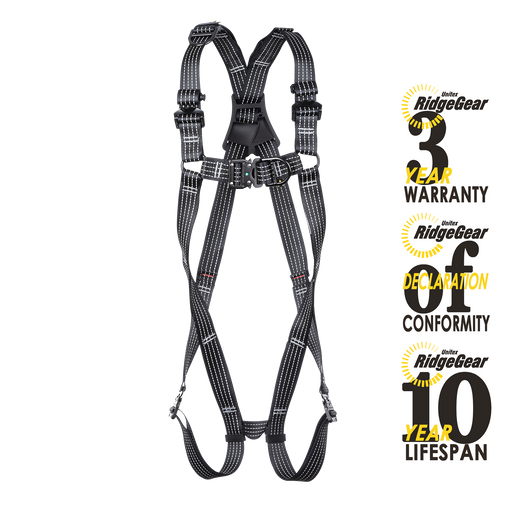 Rescue Harness SUPER HIGH VISIBILITY FAST FIT 3-Point Fall Arrest Restraint Ridgegear RGH5-SUPGLOW - White Wolf Safety