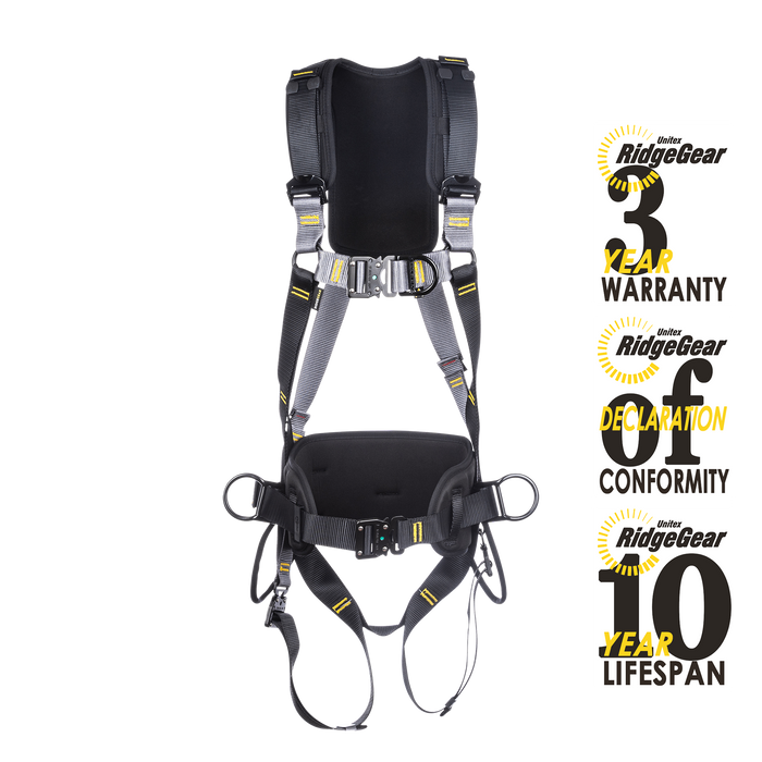 Deluxe Comfort Safety Harness 4-Point Front Rear Side D Quick Release Ridgegear RGH6 - White Wolf Safety