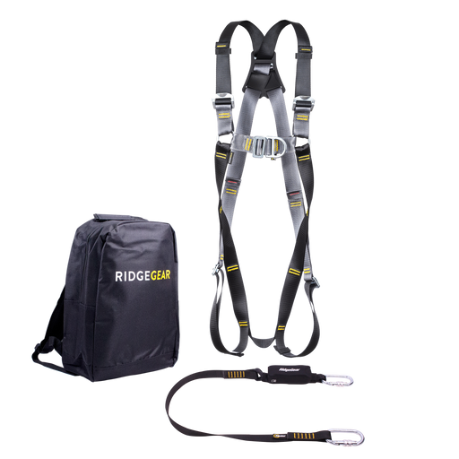 Basic Harness Lanyard Kit - 2-point Harness, Shock Absorbing Lanyard Ridgegear RGHK1 - White Wolf Safety