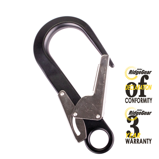 Double Action Scaffold Karabiner 60mm Aluminium Retaining Eye Ridgegear RGK11 - White Wolf Safety