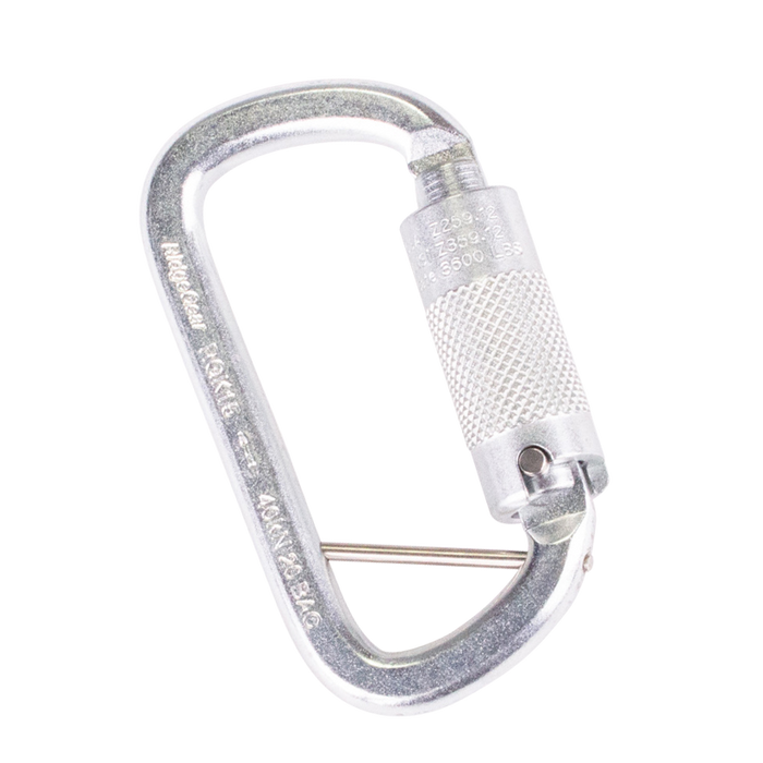 Triple Action ANSI Strong Safe Karabiner 12mm Steel Captive Pin Ridgegear RGK15 - White Wolf Safety