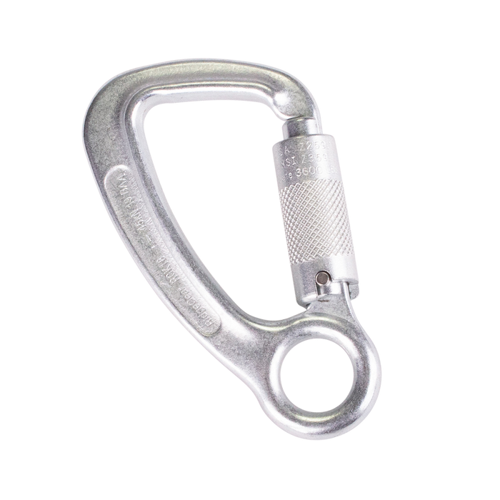 Triple Action Strong Safe Karabiner 18mm Steel Captive Eye Ridgegear RGK18 - White Wolf Safety