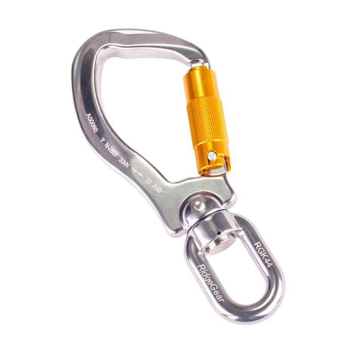 Triple Action Karabiner 22mm Captive Eye Swivel Hook Ridgegear RGK44 - White Wolf Safety