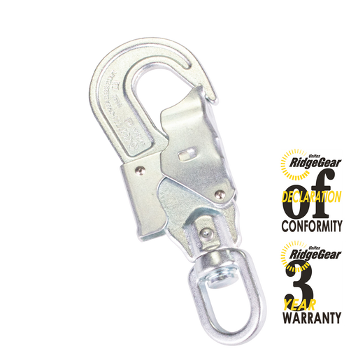Double Action Swivel Snap Hook 21mm with Retaining Eye Ridgegear RGK45 - White Wolf Safety