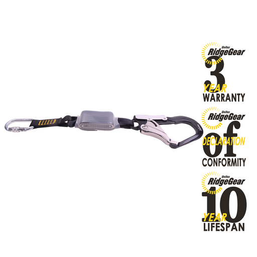 Shock Absorber Web Lanyard Single Leg 0.6m with Scaffold Hook RidgegearRGL1MINI - White Wolf Safety