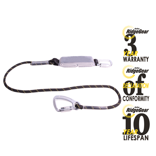 Shock Absorber Lanyard Kernmantle Rope 1.7m Ridgegear RGL11/1.7 - White Wolf Safety