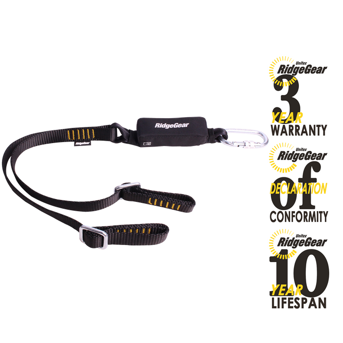 Twin Leg Adjustable Shock Absorber Lanyard 1.8m Ridgegear RGL16/1.8 - White Wolf Safety