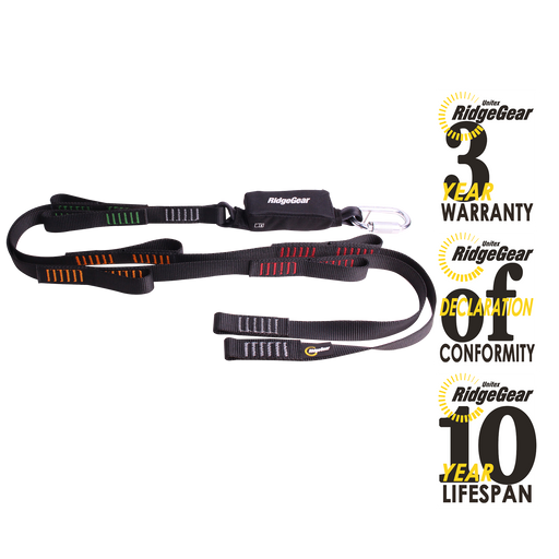 Twin Leg Webbing Tie Back Shock Absorber Lanyard Ridgegear RGL29 - White Wolf Safety