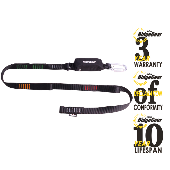 Single Leg Webbing Tie Back Shock Absorber Lanyard Ridgegear RGL30 - White Wolf Safety