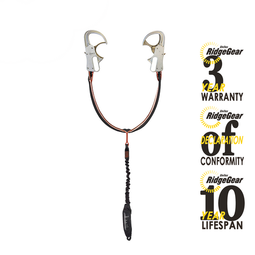 CLiC-iT Twin Leg Shock Absorbing Lanyard Ridgegear RGL60 - White Wolf Safety