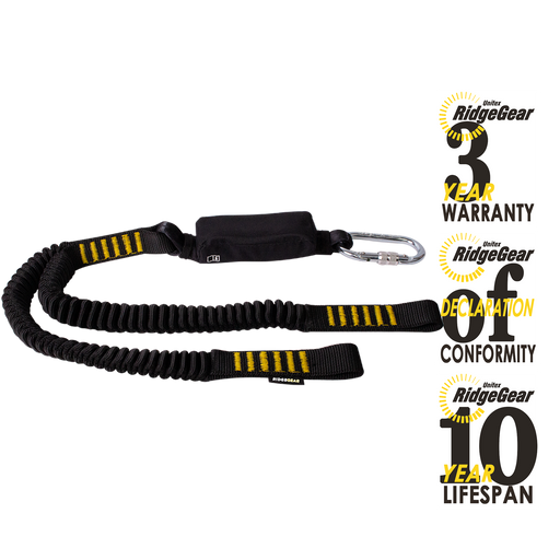 Elastic Shock Absorber Lanyard Twin 1.8m Ridgegear RGL9/1.8 - White Wolf Safety