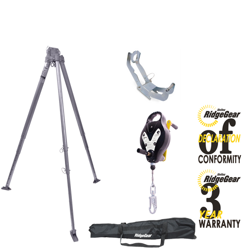 Rescue Tripod STANDARD Steady Winch Recovery Kit + Bag 15m Ridgegear RGR1/TRIPODKIT3 - White Wolf Safety