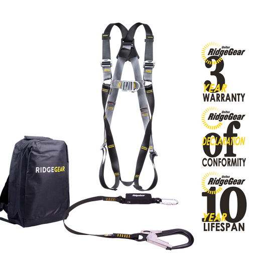 Scaffolders Harness Lanyard Kit - 2-point Harness, Shock Lanyard Ridgegear RGHK2 - White Wolf Safety