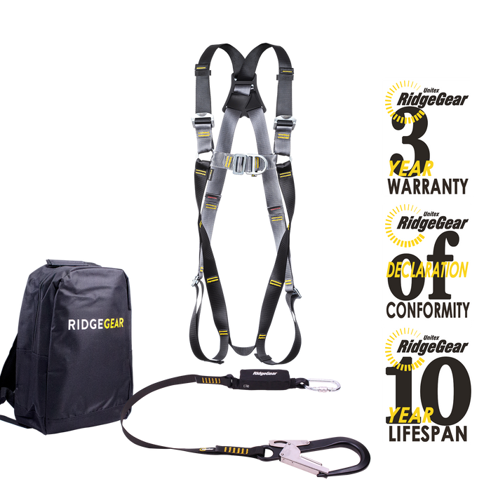 Scaffolders Harness Lanyard Kit - 2-point Harness, Shock Lanyard Ridgegear RGHK2 - White Wolf Safety