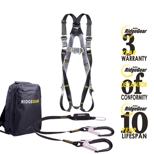 Scaffolders Twin Leg Harness Lanyard Kit - 2-point Harness, Shock Lanyard Ridgegear RGHK4 - White Wolf Safety
